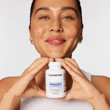 CLEARSTEM - MINDBODYSKIN Hormonal Acne Supplement (No 5-HTP) - Natural DIM Supplement - Skin Care Vitamins - Hormone Balance, Antioxidants - Gluten Free, Cruelty Free - 30 Servings, 90 Capsules